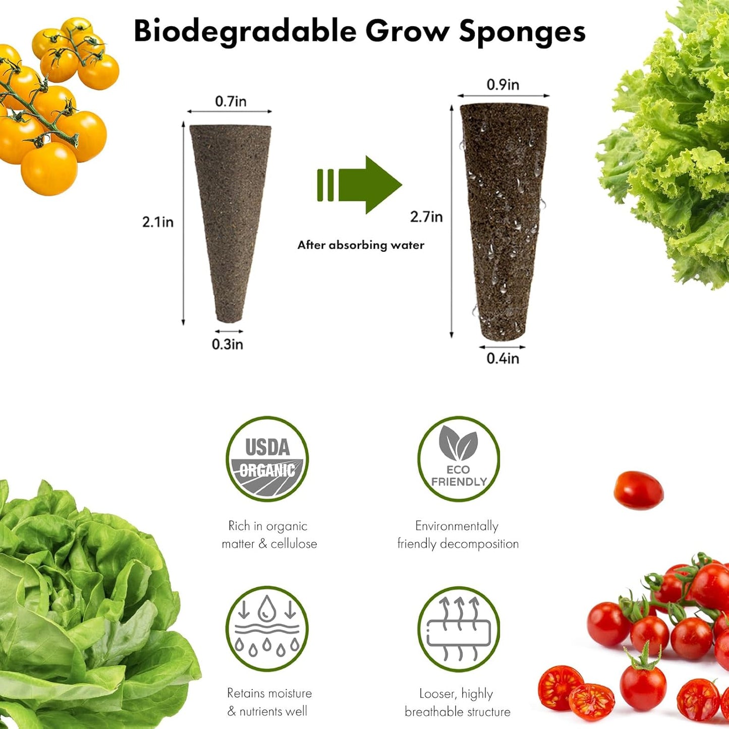 LYKOCLEAN Low-calorie Salad Seed Pods for AeroGarden, Ahopegarden, iDOO Hydroponics Growing System, 350 Seeds+ Including American Fast Lettuce, Buttercrunch Lettuce, Red Tomato, Golden Tomato (7-Pods)