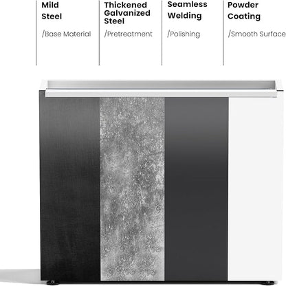 GSK White Metal Planter Box with LED Light Rectangular Illuminate Flower Trough 30" H×10" W×37.9" L Vibe Indoor Light Up Garden Plants Outdoor Separation Patio Porch Balcony