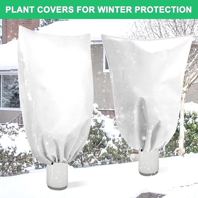DQS 2 Pack Plant Covers Freeze Protection, 39.3" x39.3" Winter Frost Protection Blankets Frost Cloth,Suitable for Outdoor Winter Frost, Cold Weather, shrubs, Trees, Jackets, and coverings
