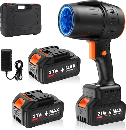 Handheld Electric Cordless Leaf Blower – 500,000RPM Mini Turbo Jet Blower with 2×4.0Ah Batteries & Charger, Lightweight for Patio, Lawn, Garage Cleaning (Black)