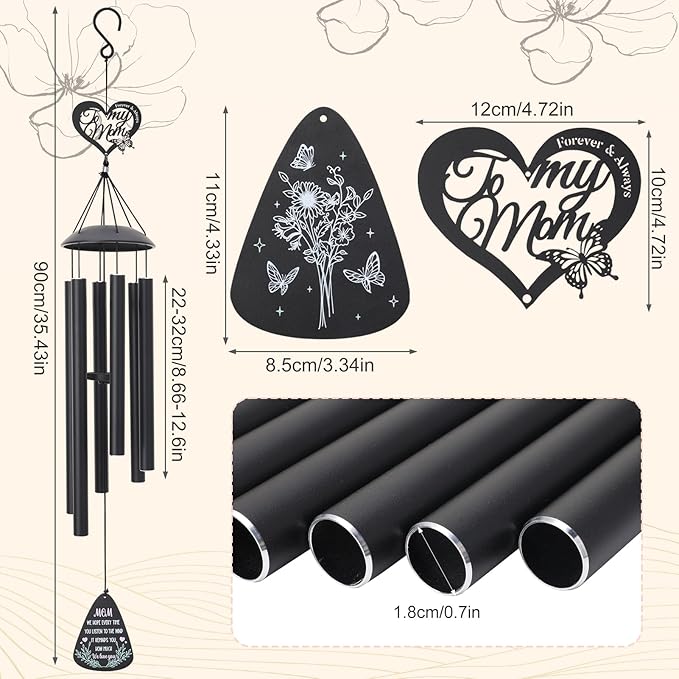 Gifts for Mom 35'' Moms Wind Chimes Christmas Best Gift for Mom Mother Birthday Gift from Daughter Son Love Reminder Gifts Windchimes Outside for Birthday Mother's Day Thanksgiving