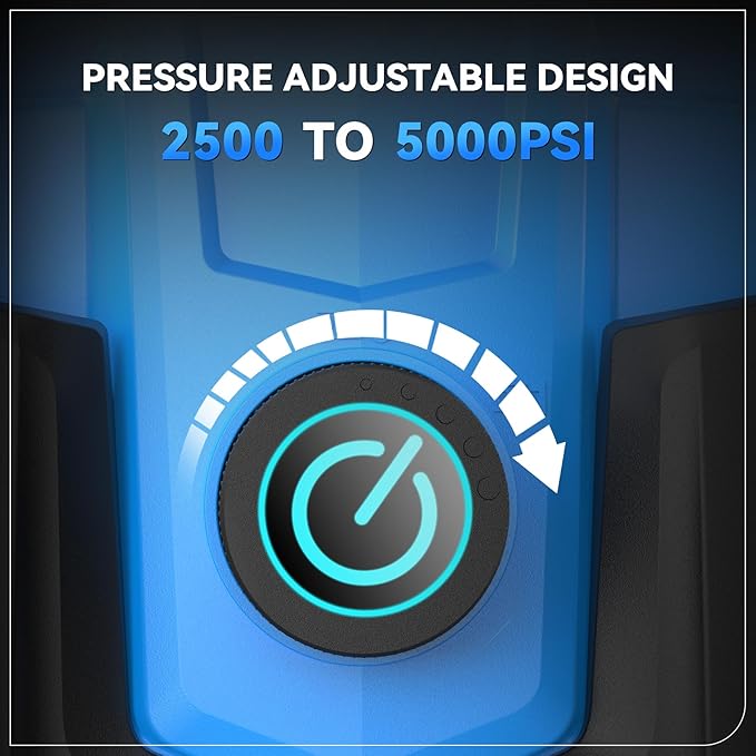 Professional Pressure Cleaner 5000 PSI,4.0 GPM Heavy Duty Power Cleaner with 4 Nozzles,Foam Cannon,33FT Hose and 500ml Soap Bottle for Home/Cars (Blue)