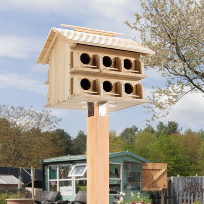 Martin Birdhouse for Outside with 12 Rooms for Outside,Solid Cedar Wood Bird House for Garden, Pole Mountable Birdhouse, Metal Braket Included, Assembling Needed
