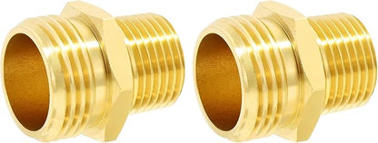 TAROSE 2 Pack Brass Garden Hose Adapter, Male to Male Hose Connector Adapter, GHT to NPT Adapter Hose Fitting,Brass Garden Hose to Pipe Fittings Connect