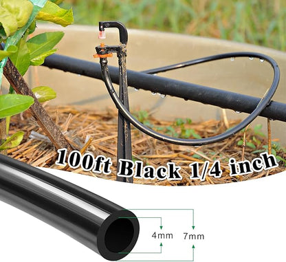 100ft 1/4 inch Blank Drip Irrigation Tubing,1/4 Irrigation Tubing Drip Irrigation Parts Drip Line Irrigation Hose for Drip Irrigation System, Garden Watering Tube Line for Garden Irrigation System