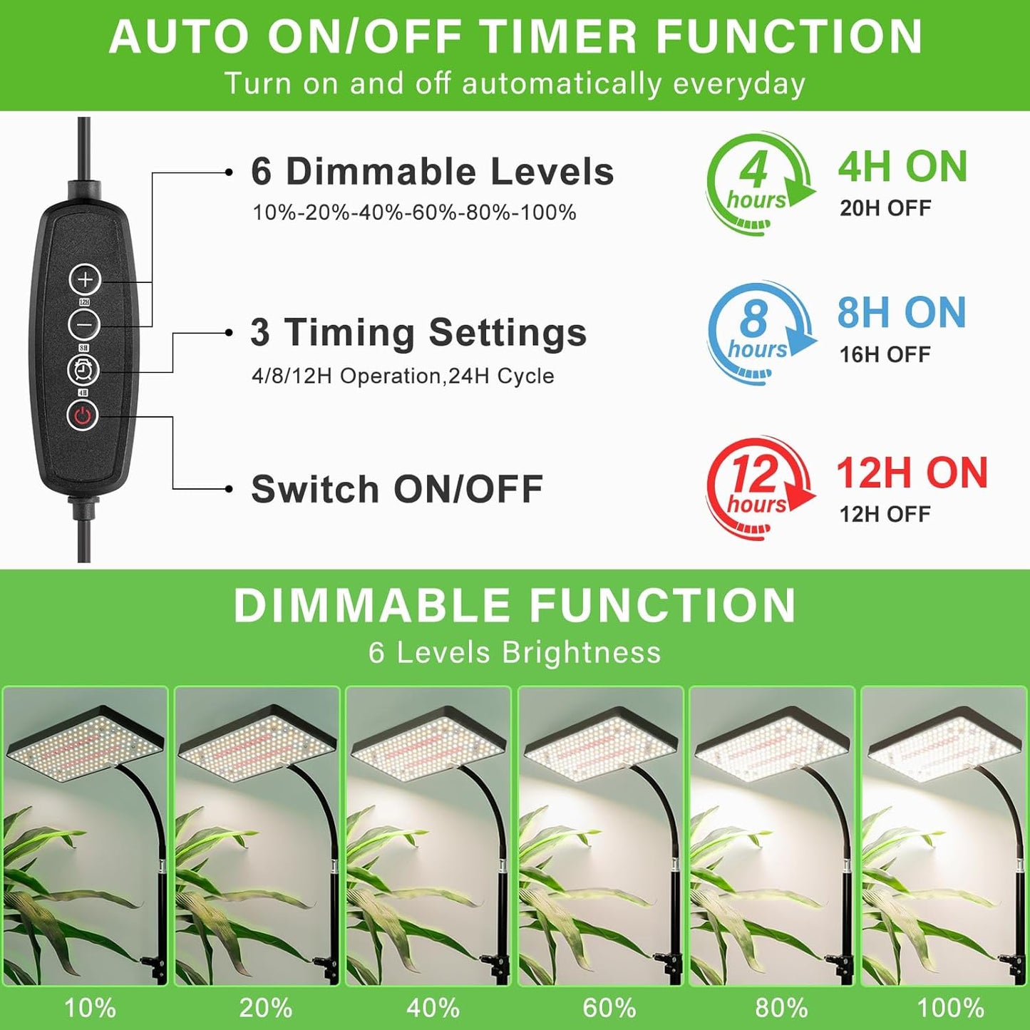 LBW Grow Lights for Indoor Plants Full Spectrum with Stand,214 LEDs Standing Plant Lights for Indoor Growing,Floor Grow Plant Lamp with 4/8/12H Timer,6 Brightness Levels,75" Adjustable Tripod