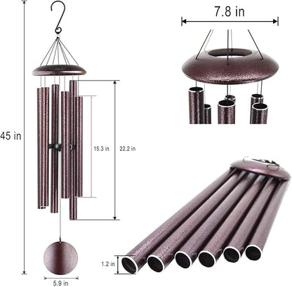 ASTARIN Outdoor Wind Chimes, 45 in Memorial Chimes with 6 Heavy Tubes, Large Deep Tone for Garden Hanging Decor, Sympathy Gifts. Bronze
