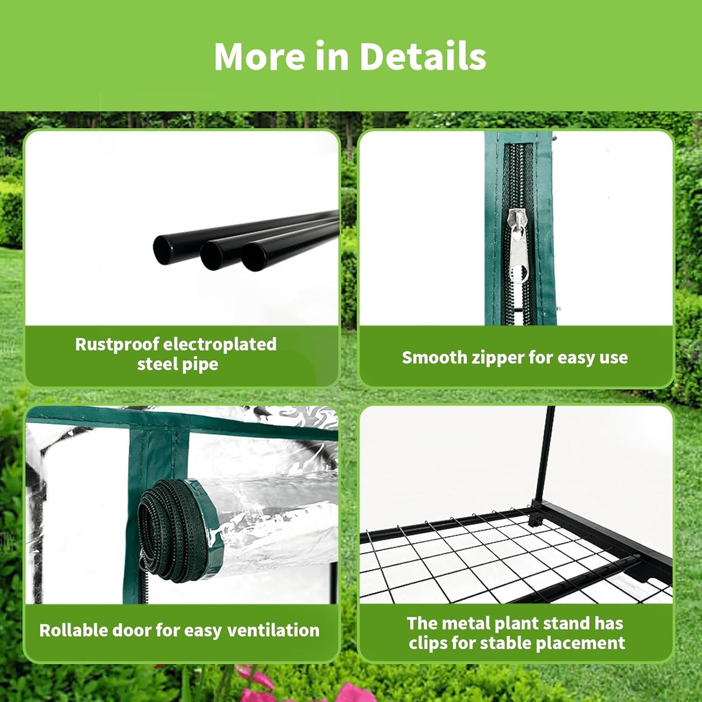 GreenGiggle 3 Tier Mini Indoor Outdoor Greenhouse,27"x19"x49" GreenHouses with Clear PVC Cover and Roll-Up Zipper Door,Plastic Green House for Indoors Grow Tent&Garden greenhouses for Outdoors