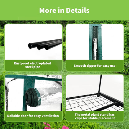GreenGiggle 3 Tier Mini Indoor Outdoor Greenhouse,27"x19"x49" GreenHouses with Clear PVC Cover and Roll-Up Zipper Door,Plastic Green House for Indoors Grow Tent&Garden greenhouses for Outdoors