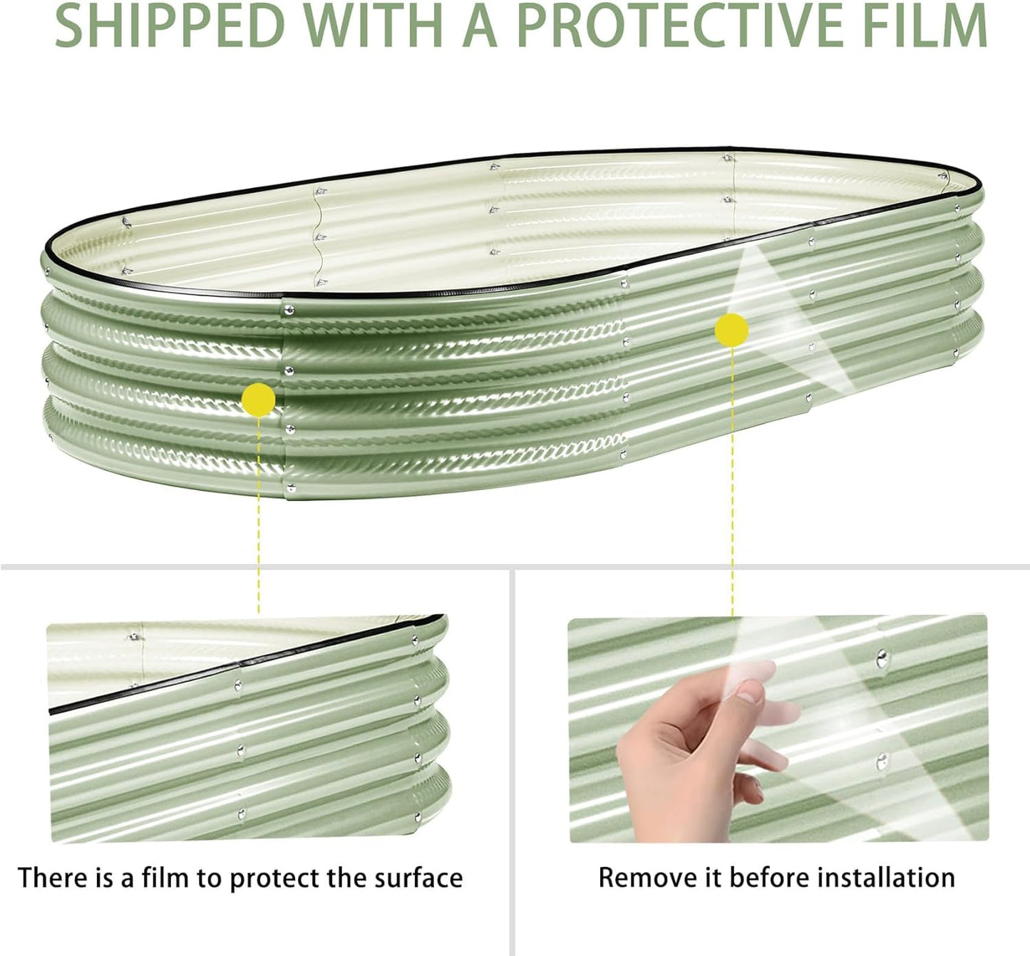 2 Pack Raised Garden Bed Kits, 4x2x1FT Gray Oval Galvanized Outdoor Planter Beds, Easy Assembly Metal Raised Bed for Vegetables, Flowers & Herbs
