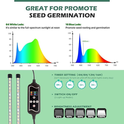 Seed Starter 4 Pack 160-Cell Tray with Grow Lights and Heat Mat,Seed Growing Tray, Germination & Plant Propagation Station for Indoor Plants