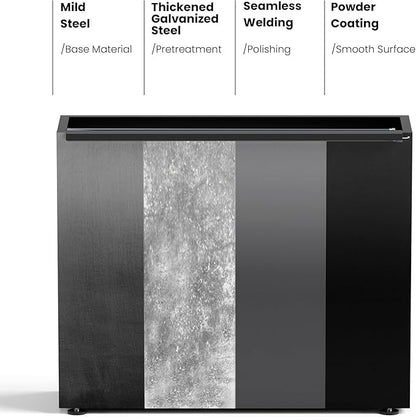 GSK Black Metal Planter Box with LED Light 30"H×10"W×37.9"L Span Rectangular Flower Trough Lighting Up Indoor Rectangle Insert Drainage Holes Garden Plants Outdoor Separation Space Garden Patio Porch