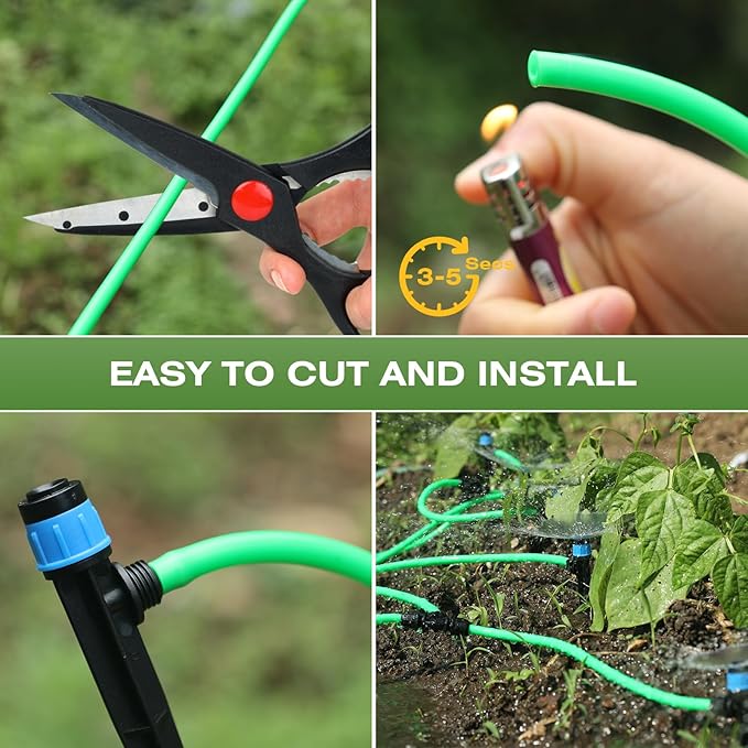 1/4 inch Drip Irrigation Tubing 100ft Green Blank Distribution Hose Perfect for DIY Garden Irrigation Hose System, Hydroponics, Misting Tubing (100FT)