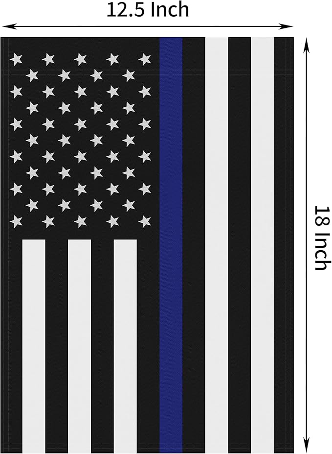HOOSUN Double Sided Thin Blue Line American Police Garden Flag, USA United States Decorative Garden Flags - Weather Resistant & Double Sided - 12.5 x 18 Inch