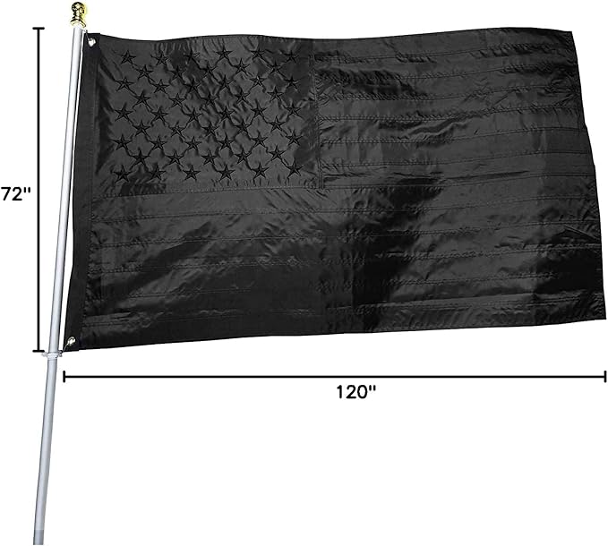 Black American Flag 6x10 ft: Heavy Duty US Flag Made from Nylon - Embroidered Stars - Sewn Stripes - UV Protection Perfect for Outdoors! (Not Include Pole)
