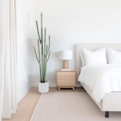 Tall Faux Cactus Plant，62in Realistic Texture Tall Fake Plant, Artificial Cactus Large with White Planter Indoor Outdoor for Home Office Living Room Bedroom Foyer Porch Decor.