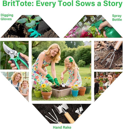 Gardening Tools Set, 11-Piece Heavy Duty Rust-Proof Garden Supplies Perfect Gardening Gifts for Women and Beginner, Green