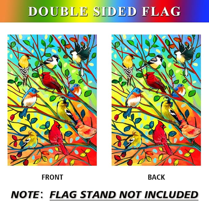 Tree Birds Garden Flags 12x18 Inch Double Sided Yard Flags for Outside Decoration