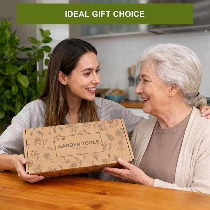 Kynup Gardening Tools, Garden Tools Set-9 Piece, Gardening Tool Kit with Cultivators, Ideal Garden Hand Tool Gifts for Women, Thickened Stainless Steel, Rust-Proof, Gardening Supplies, Garden Stuff