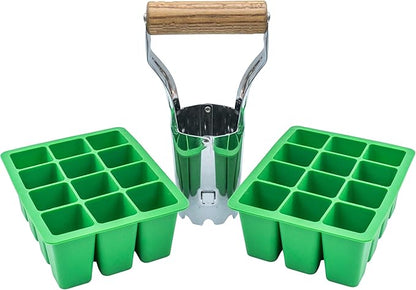 Cotswold Homeware Silicone Seed Starter Tray | 2 X 12 Cell Reusable Seed Starting Tray | for Vegetable, Flower & Herb Seeds | Indoor Grow Kit to Plant Seedlings | Stainless Steel Bulb Planter