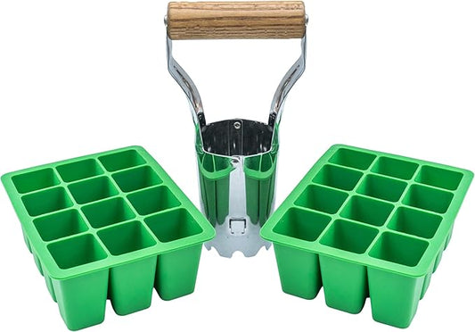 Cotswold Homeware Silicone Seed Starter Tray | 2 X 12 Cell Reusable Seed Starting Tray | for Vegetable, Flower & Herb Seeds | Indoor Grow Kit to Plant Seedlings | Stainless Steel Bulb Planter