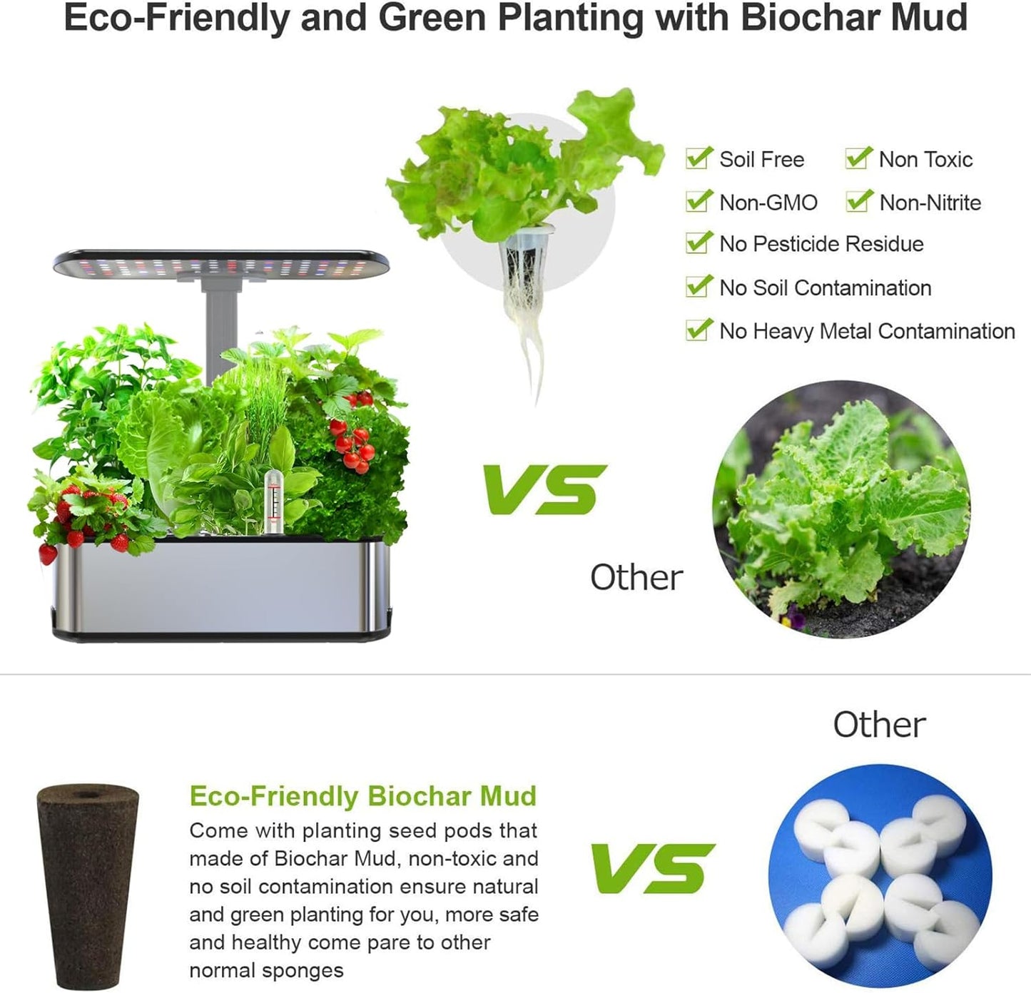 Hydroponics Growing Systems Kit,Smart Indoor Herbs Garden,BHTNYOO/12 Pods 5L Capacity Planting Pots with LED Growth Lights and Intelligent Water Pump,Timer