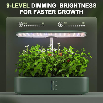 Hydroponics Growing System Kit - 12 Pods Indoor Herb Garden with LED Grow Light, Auto Timer, Adjustable Height up to 17" - Ideal for Home, Birthday & Mother's Day Gifts for Women (Dark Green)