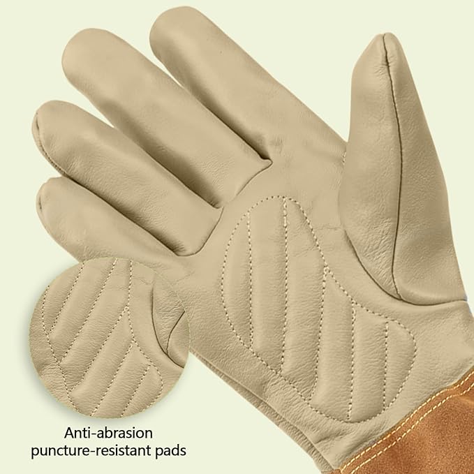 Long Gardening Gloves Women/Men Thorn Proof Rose Pruning Gauntlet Cactus Gloves Goatskin/Cowhide Garden Gloves(1 Pair)