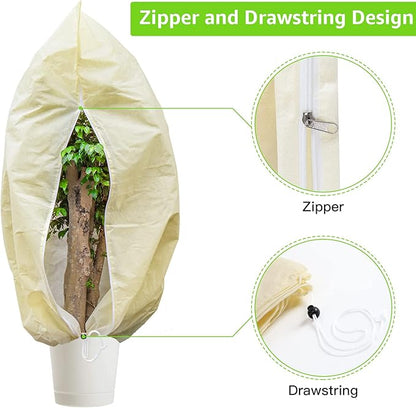 MIXC 4 Packs 2 Size Plant Covers Freeze Protection, Winter Plant Cover Cold Weather Tree Frost Cloth Warm Blankets Shrub Covers for Outdoor Plant (32''×39''+47''×71'')