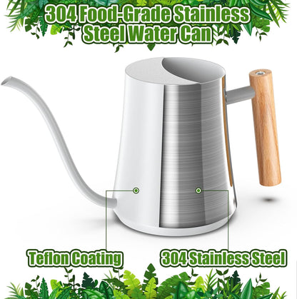 Green Moon Water Can Indoor Plant White 35oz with Long Spout Mini Water Can Indoor Metal Watering Can Pot for Indoor House Plant Bonsai Outdoor Garden Flowers Modern Decorative