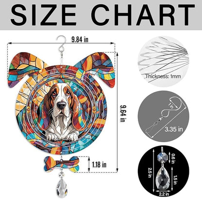 Basset Hound Dog Ears Wind Spinner, Basset Hound Wind Spinner Hanging for Yard and Garden