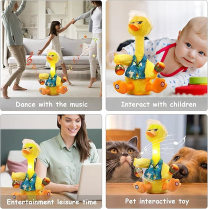 Talking Dancing Duck Toy, Repeating What You Say, Mimicking Toy Dancing Duck Baby Toys for Infants, Singing Duck Stuffed Animal Plush Toys, Baby Toys 6-12 Months Musical Interactive Tummy Time Gifts