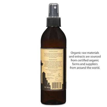Seattle Pomade Co. Certified Organic Hair Spray made with Organic Aloe and Acacia Fiber. Strengthens & Lightly Holds Hair. Globally sourced certified organic materials.