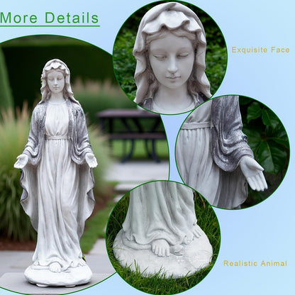 Outdoor Virgin Mary Statue, Garden Blessed Mother Religious Statue, Garden Sculptures for Patio Decorations Home Yard Hallway, Blue