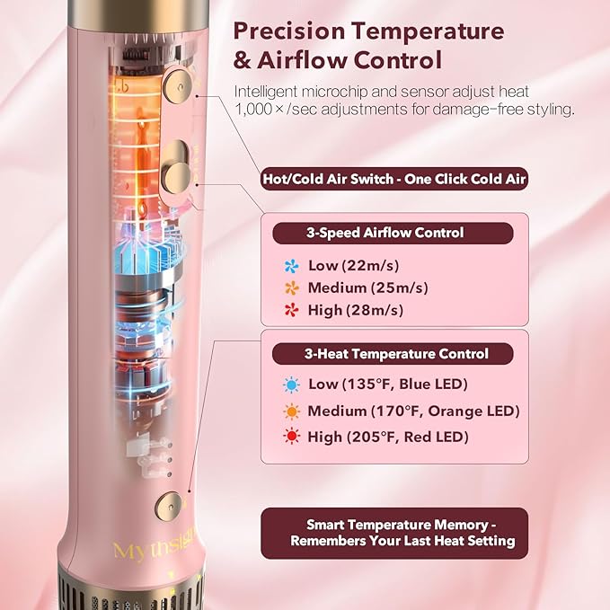 StyleVibe 8-in-1 Air Styler, Hair Dryer & Blow Dryer Brush with Auto Wrap Curl L/R, Fast Drying, Smooth Blowouts, Root-Lift Volume, No Heat Damage Frizz-Free Thermal Brush with Travel Bag