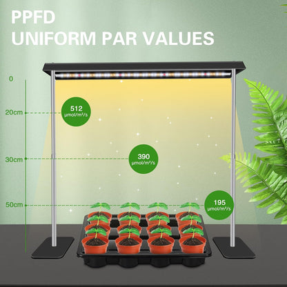 LED Grow Lights for Seed Starting with Stand, 2ft 60W Full Spectrum Seedling Lights Grow Lights for Indoor Plants, 4/8/12H Timer and 10 Dimming Levels, Height Adjustable and Energy Efficient