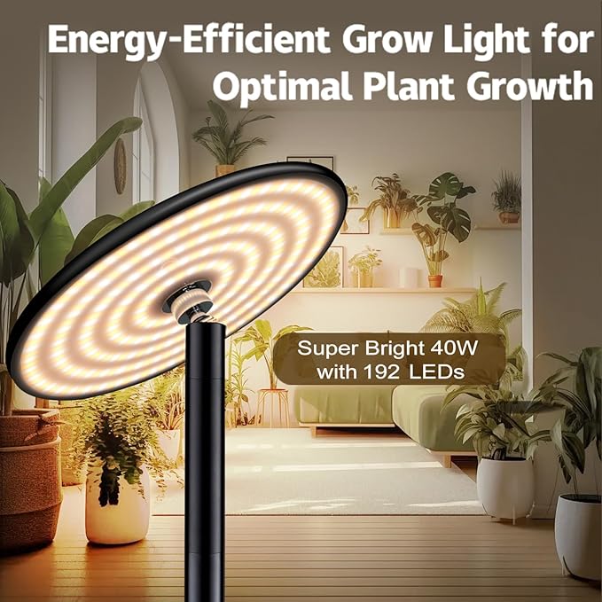 40W Full Spectrum Tall Grow Light, 85’’ Adjustable Standing Plant Light for Indoor Plants, 10-Level Dimmable with 4/8/12H Timer, Sunlike for Large Plants & Indoor Trees