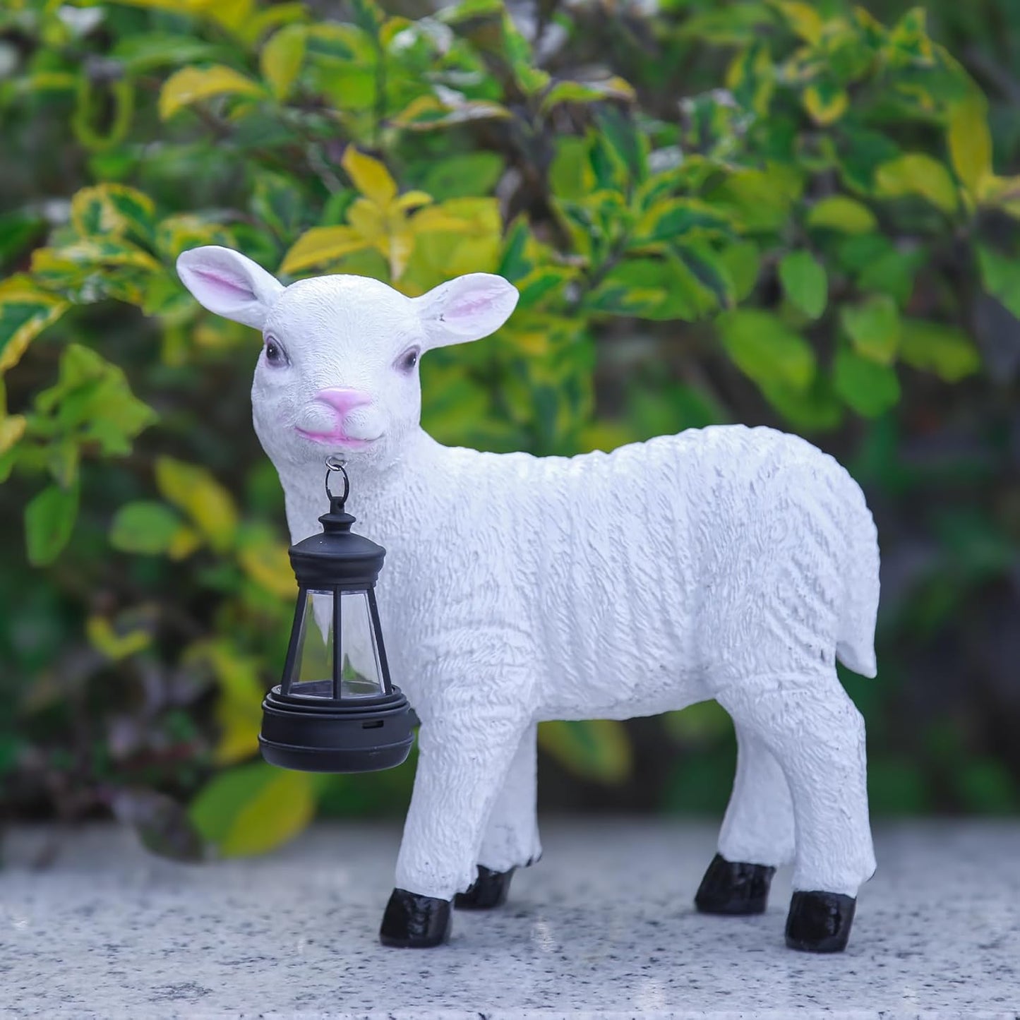 Sheep Figurines - Solar Powered White Lamb Decor, Weather-Resistant Resin Garden Statue