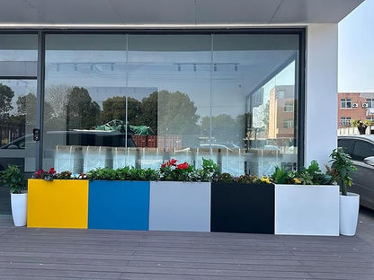 38" L x 13" W x 30" H Metal Tall Rectangular Planter - Large Planter Box for Outdoor Patio/Porch Modern Design for Plants, Flowers, Garden,Spliced Flower Pot (Yellow)