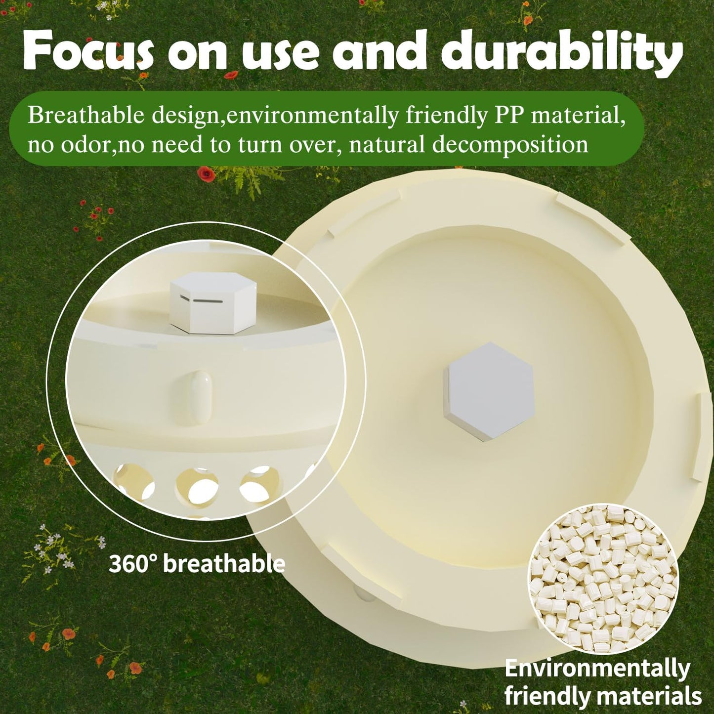 Underground Worm Farm, Garden Mini vermicomposting bin for use in Outdoor Gardening from Kitchen Food Waste, with Holes and lid, White (11.81x4.3x4.3IN)