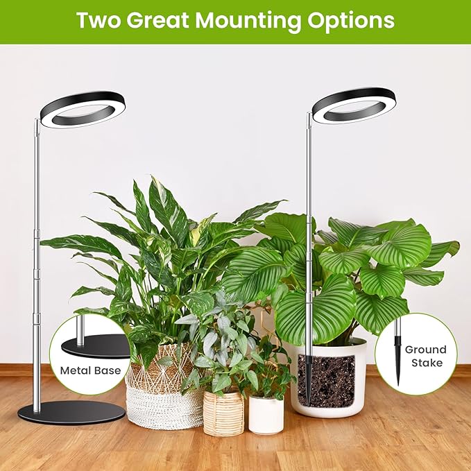 Grow Lights for Indoor Plants, 80 LEDs Full Spectrum Plant Light for Indoor Growing with 2 Mounting Options, 6/12/16H Timer, 3 Spectrum Modes, 37 in Height Adjustable Desk Grow Lamp (Black)