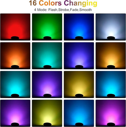 RGBW Pond Lights, 18 LED Super Bright Underwater Submersible Fountain Lights Color Changing Spotlights, 98ft Remote Control IP68 Waterproof for Fish Aquarium Tank Garden Yard Pool (Set of 5)