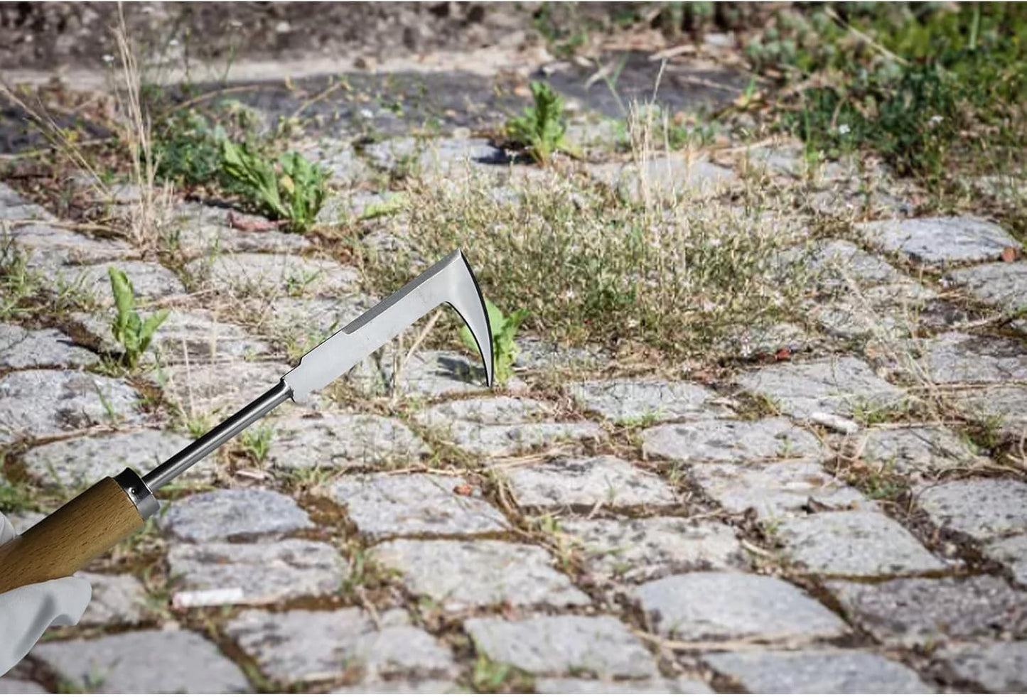 2 Pack Weed Puller Tool, Including a 4-Teeth Uprooting Weeding Tool and an L-Shaped Crack Weeder Tool, Ideal for Planting, Weeding, Sidewalk, and Patio.