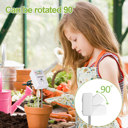 Professional 3-in-1 Soil Tester - Moisture/Light/pH Meter with Lab-Calibrated Probes, 90° Rotatable Display for Indoor/Outdoor Plants (Battery-Free) (White)