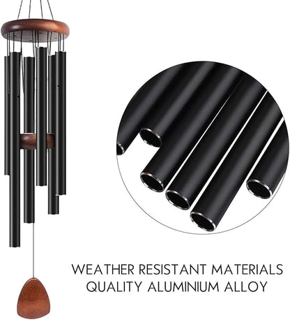 Large Aluminium Wind Chimes 37" Inches to Create a Zen Atmosphere Suitable for Outdoor, Garden, Patio Decoration, Classic Wind Chimes Suitable as A Gift for Unisex (Black)