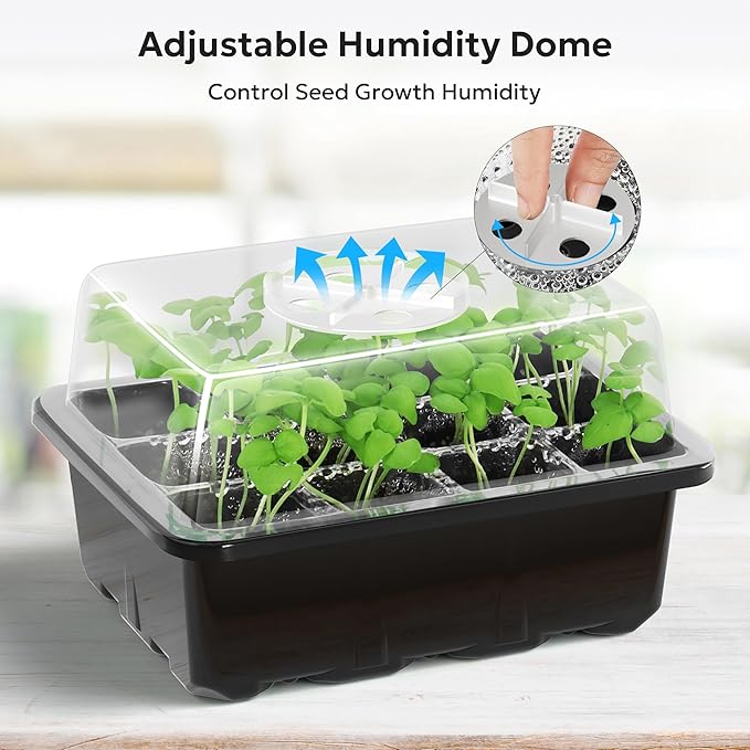 MIXC 10 Packs Seed Starter Tray Seed Starter Kit with Humidity Dome (120 Cells Total Tray) Seed Starting Trays Plant Starter Kit and Base Mini Greenhouse Germination Kit for Seeds Growing Starting