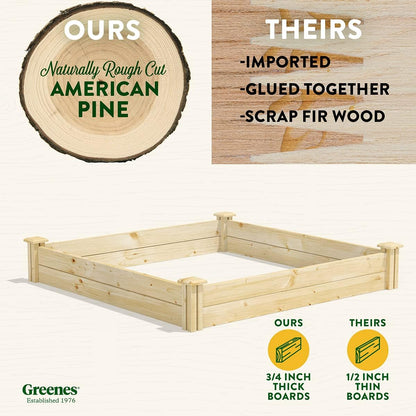 Greenes Fence Original Pine Raised Garden Bed, 4' x 4' x 7" (2-Pack) - Made in USA with American Pine