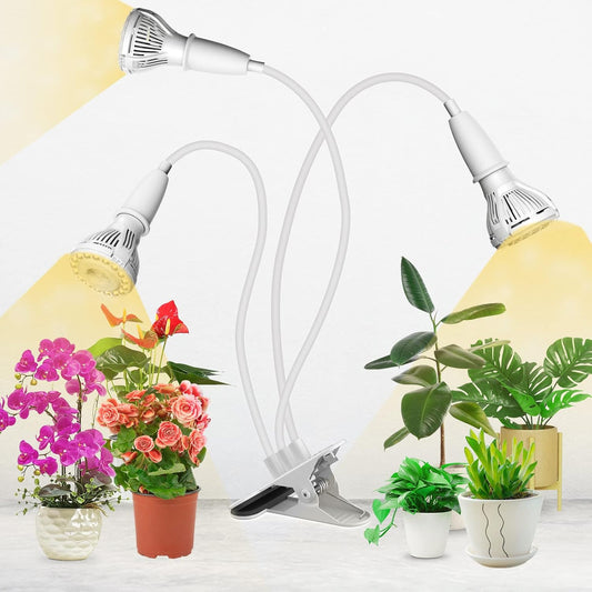 Grow Lights for Indoor Plants, LED 30 W Full Spectrum Bulb Replaceable Plant Light, 450 W Equivalent Clip on Grow Light with Optical Lens for Indoor Growing, Lifetime Free Bulb Replacement