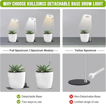 Grow Lights for Indoor Plants, 48 LEDs Full Spectrum Halo Plant Light for Indoor Plants, Height Adjustable Growing Lamp with Detachable Base, 3/9/12Hrs Timer, 10 Brightness, 3-Pack