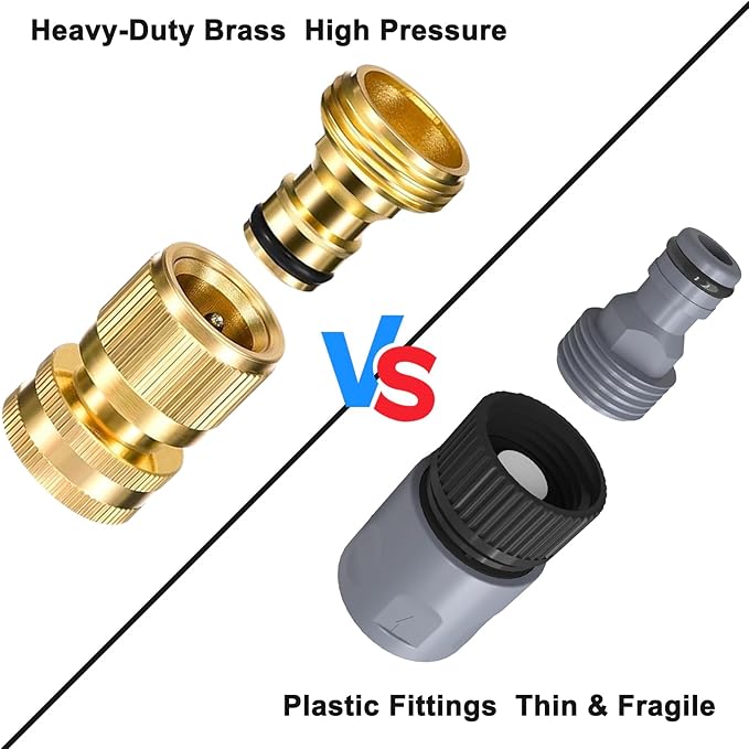 Garden Hose Quick Connect: 3/4 Inch GHT Brass Quick Connector Garden Hose Fittings - 2 Sets Leak-Free Male & Female Water Hose Adapter for RV/Spigot